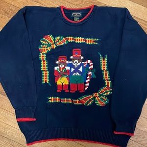 Women's Ugly Christmas Sweater, Nutcracker bears, size L